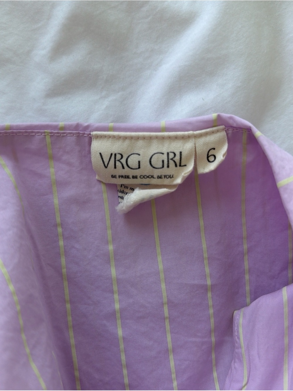 VRG Girl Sleeveless Lilac cotton Mini Dress with Asymmetric Hem - Picture 2 of 2